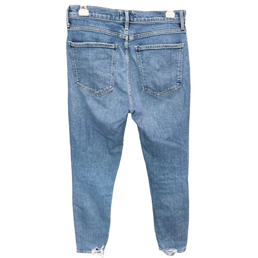 AGOLDE Nico High Rise Jeans Womens Size 29 Blue Button Fly Distressed Cropped - Picture 3 of 7